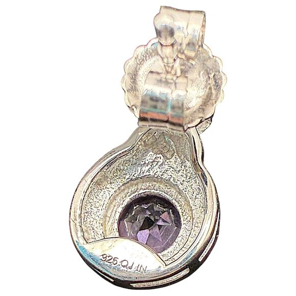 Amethyst Sterling Silver Infinity Design Earrings 1.46 CTW AA Round Cut Rhodium - Picture 8 of 9